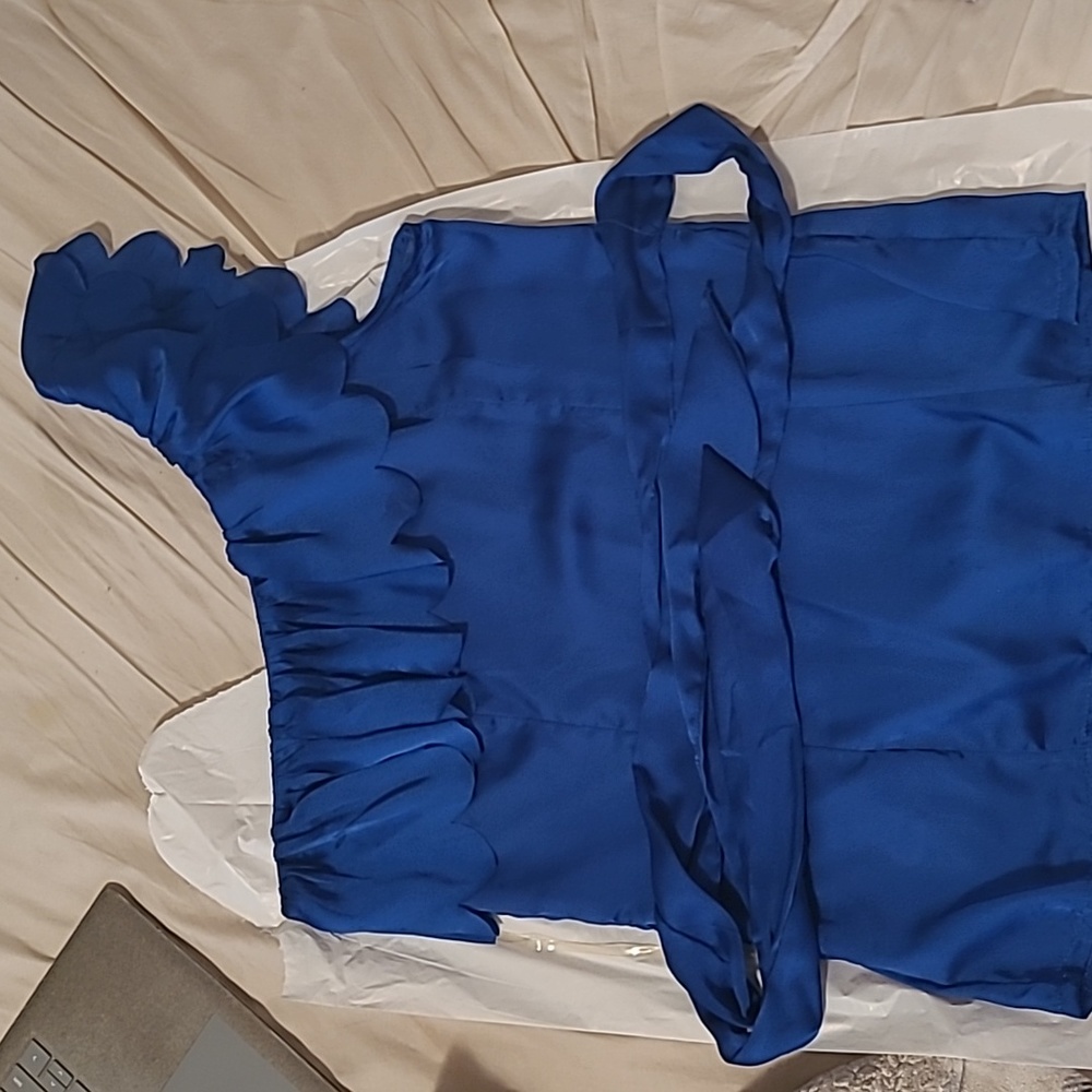 Royal Blue One shoulder top with tie at waist option size small